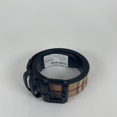 Burberry Check Canvas Black Leather Belt