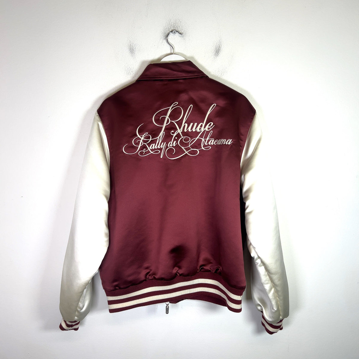 Rhude Front-Zip Satin Bomber Jacket