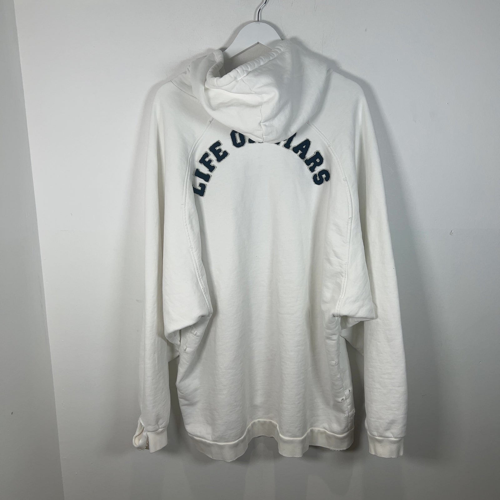 Raf Simons AW20 'Life On Mars' Oversized Distressed White Hoodie