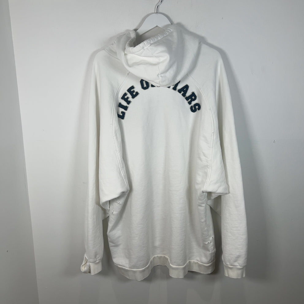 Raf Simons AW20 'Life On Mars' Oversized Distressed White Hoodie