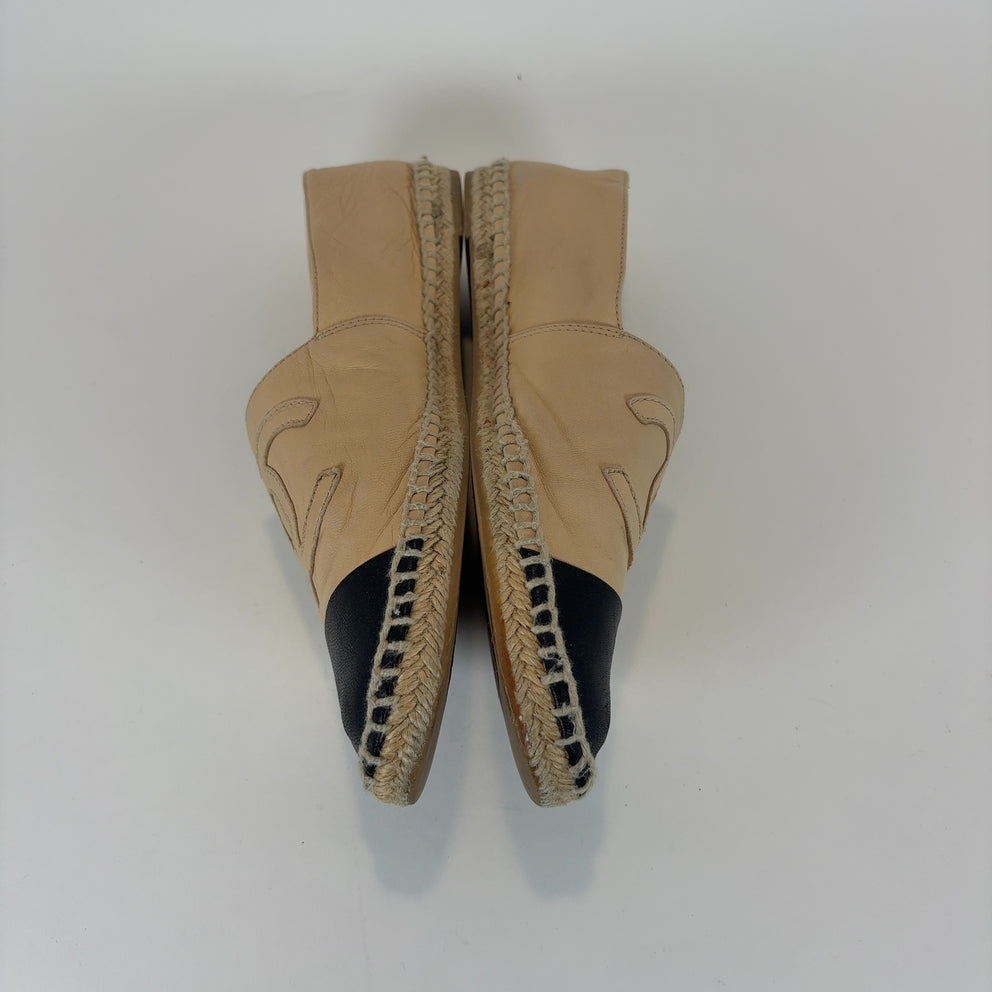 Chanel Leather Logo Espadrilles Flats