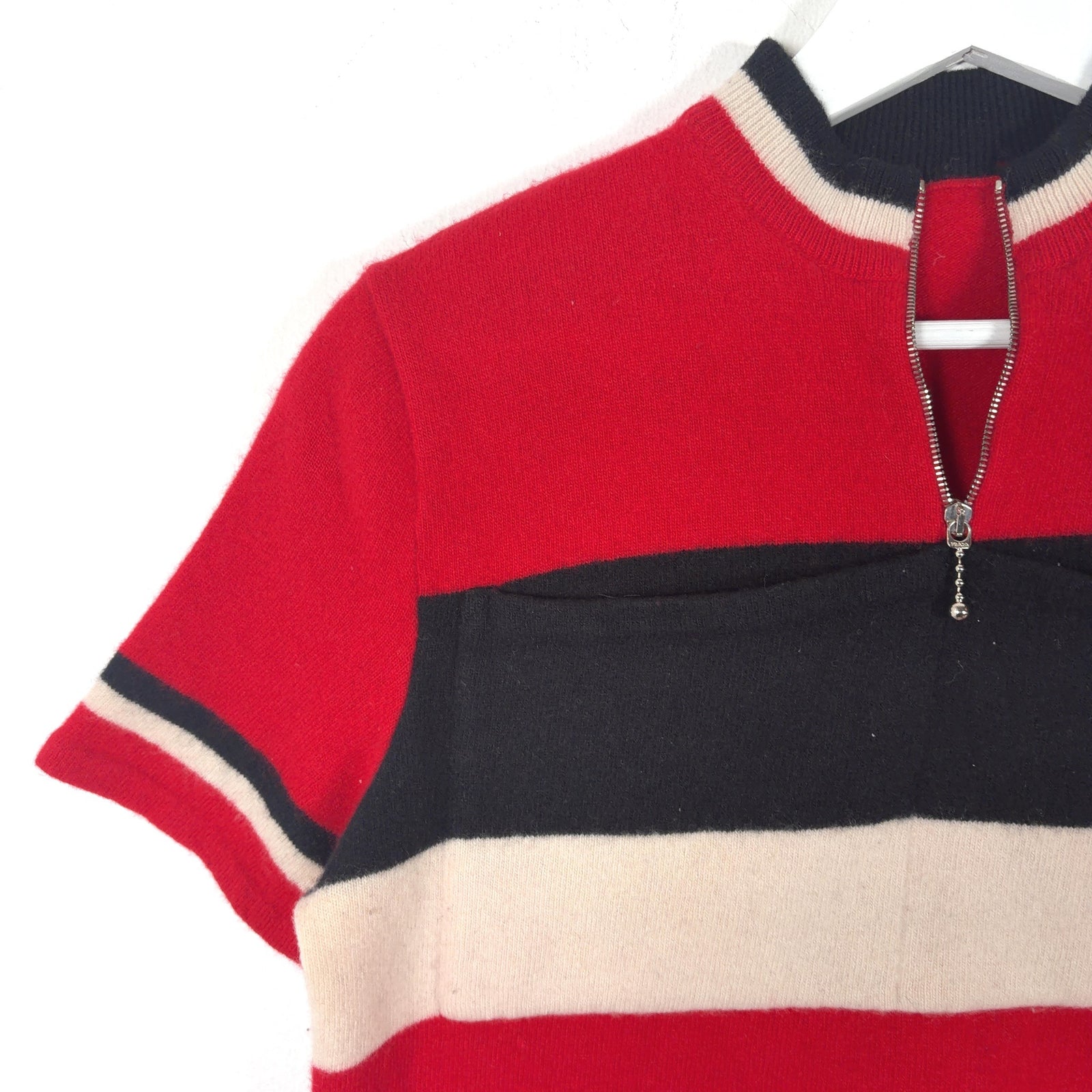 Prada Knit Colorblock Quarter-Zip Polo