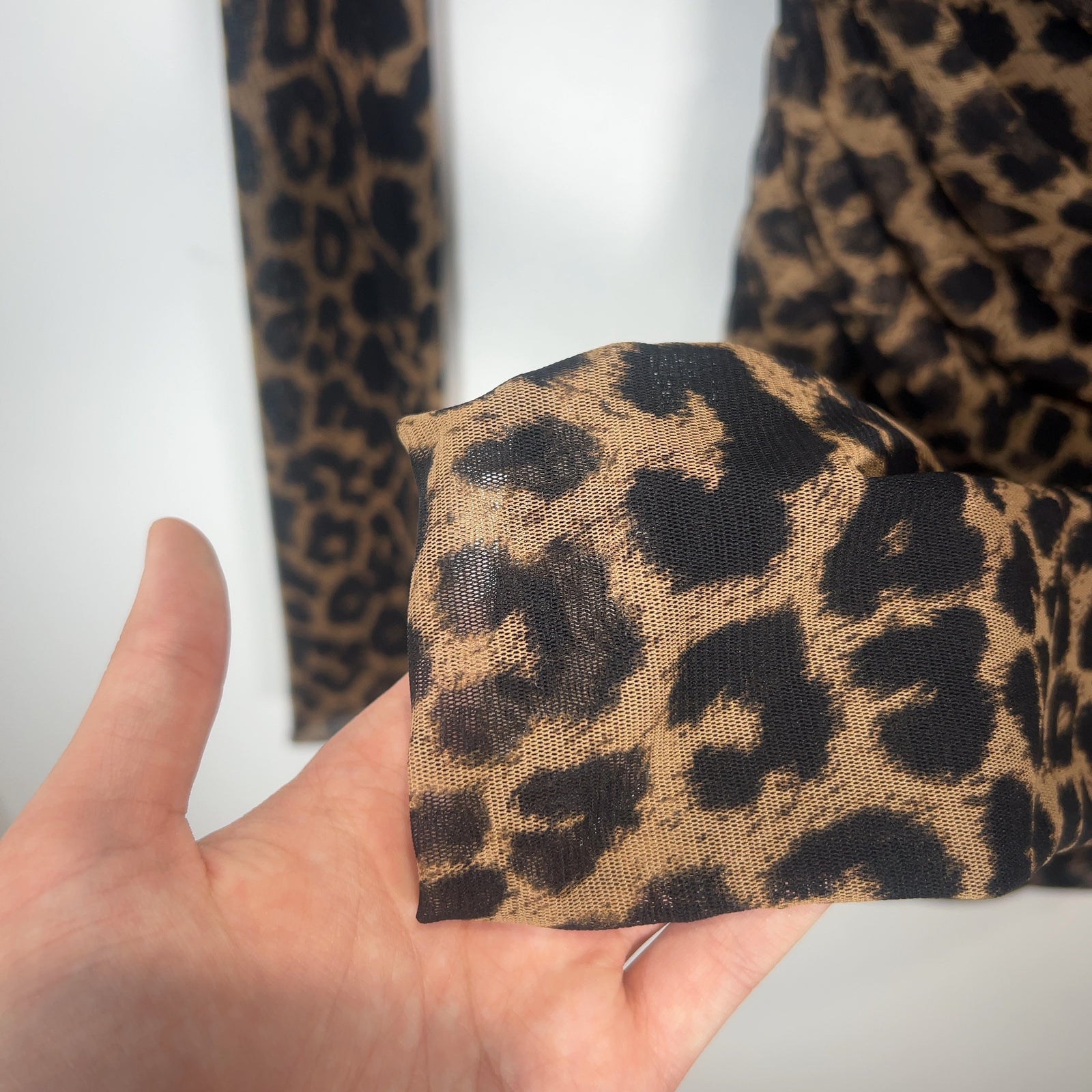 Saint Laurent Leopard Printed Ruched Mesh Mini Dress