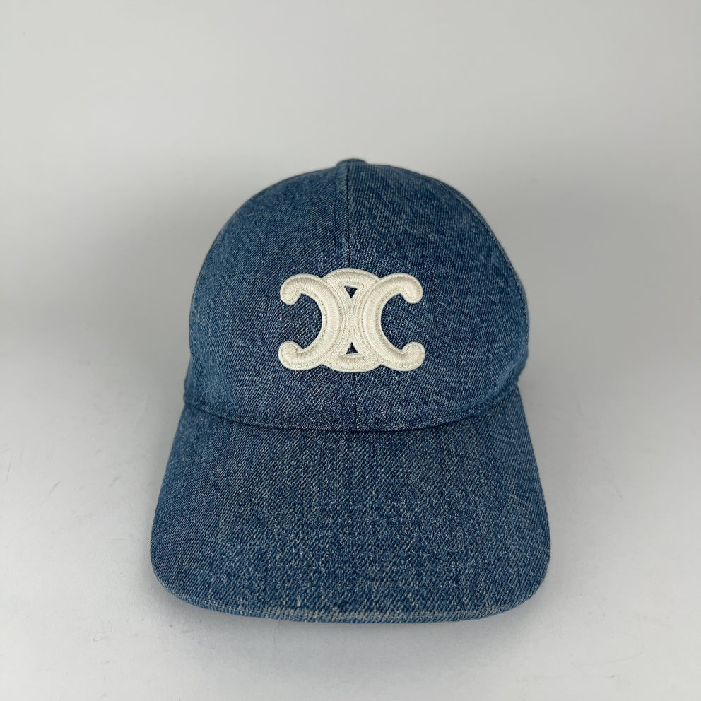 Celine Triomphe Logo Denim Hat