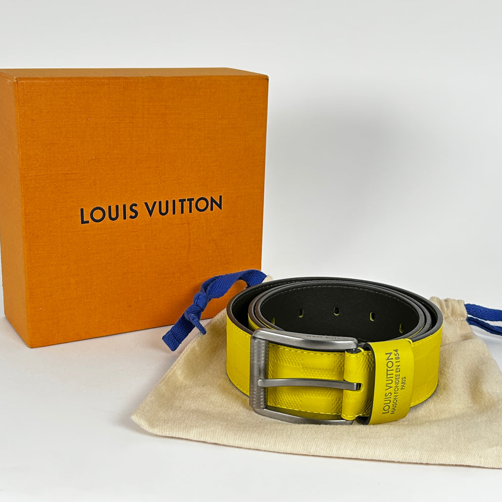 Louis Vuitton Damier Infini Vert Acide Belt Size 36