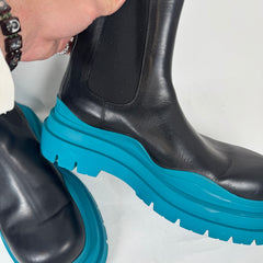 Bottega Veneta Black/Blue Tire Chelsea Boot Size 44