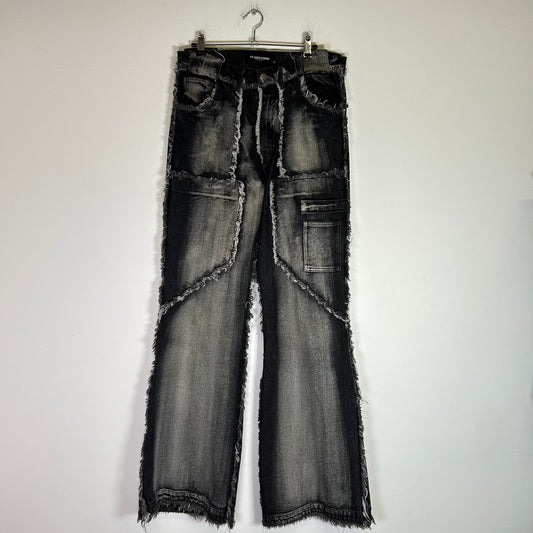 No Faith Studios Washed '001' Flared Denim Jeans