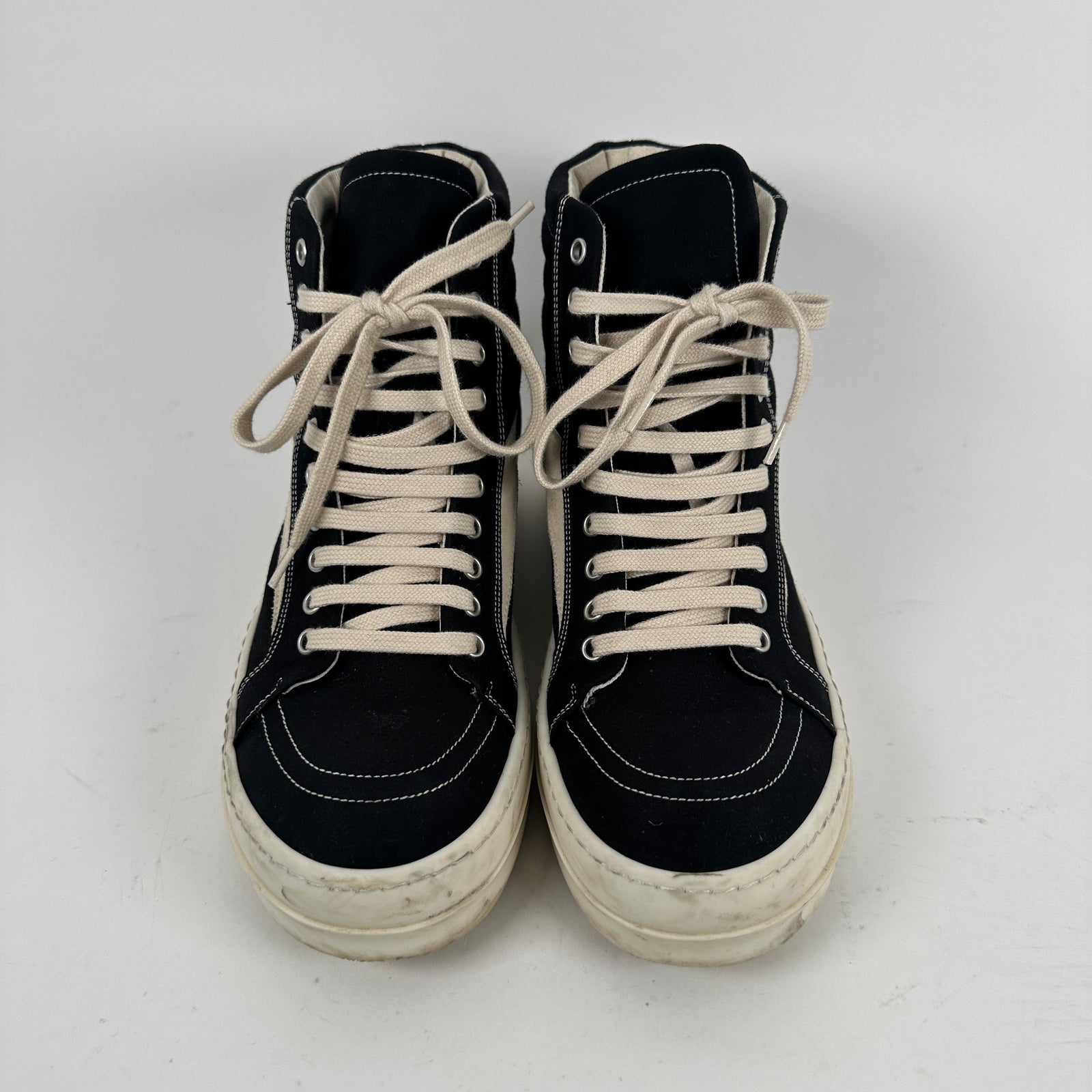 Rick Owens DrkShdw Black Vintage High-Top Sneakers Size 8