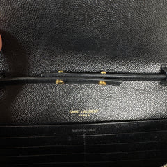 Saint Laurent Black Quilted Envelope Wallet Chain