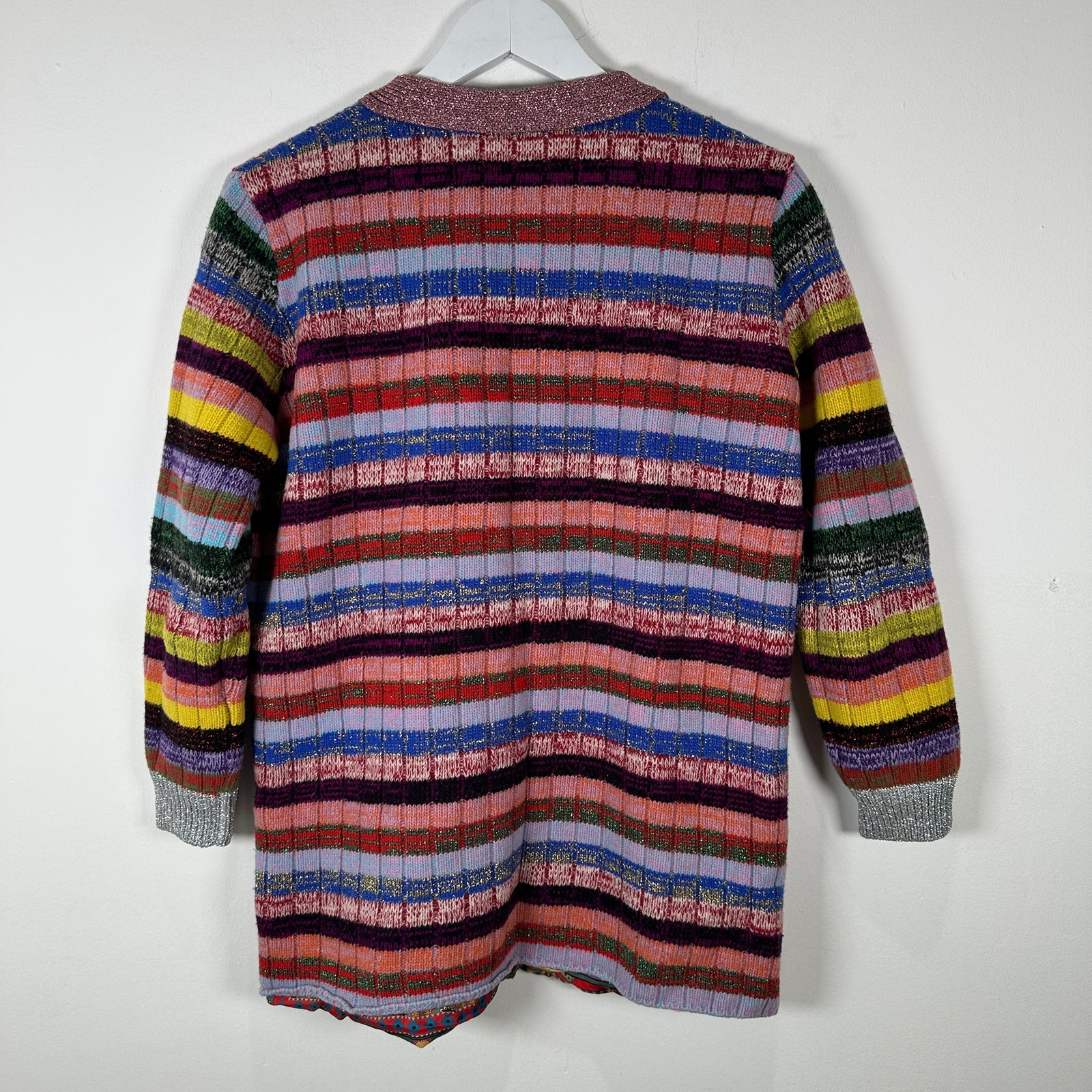 Gucci Reversible Lurex Knit & Silk Cardigan Size M