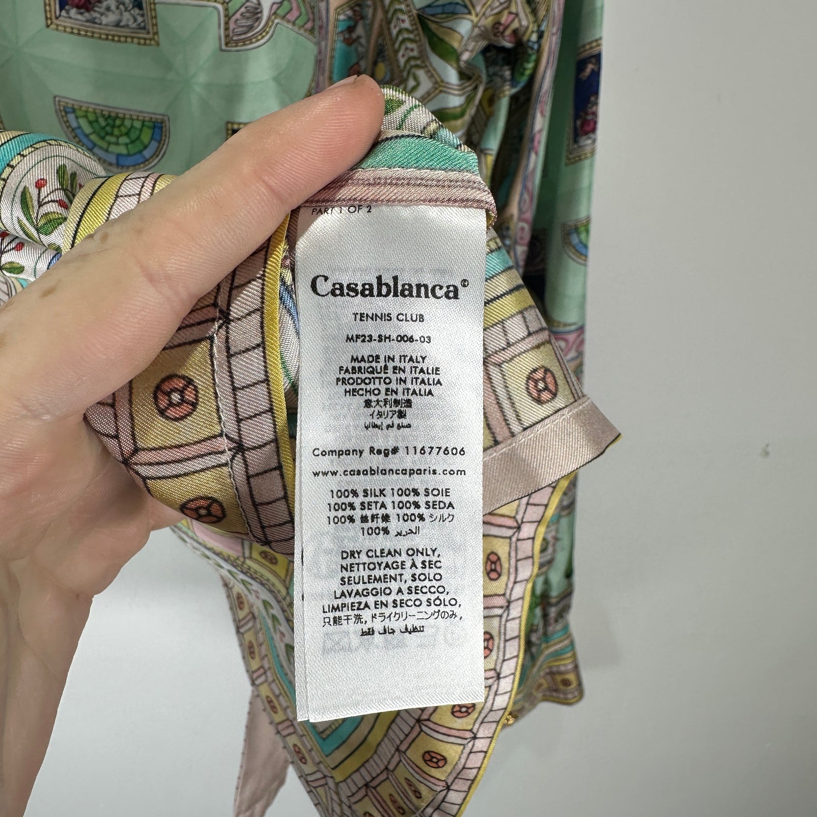 Casablanca Painted Glass Button-Up Silk Shirt Size S