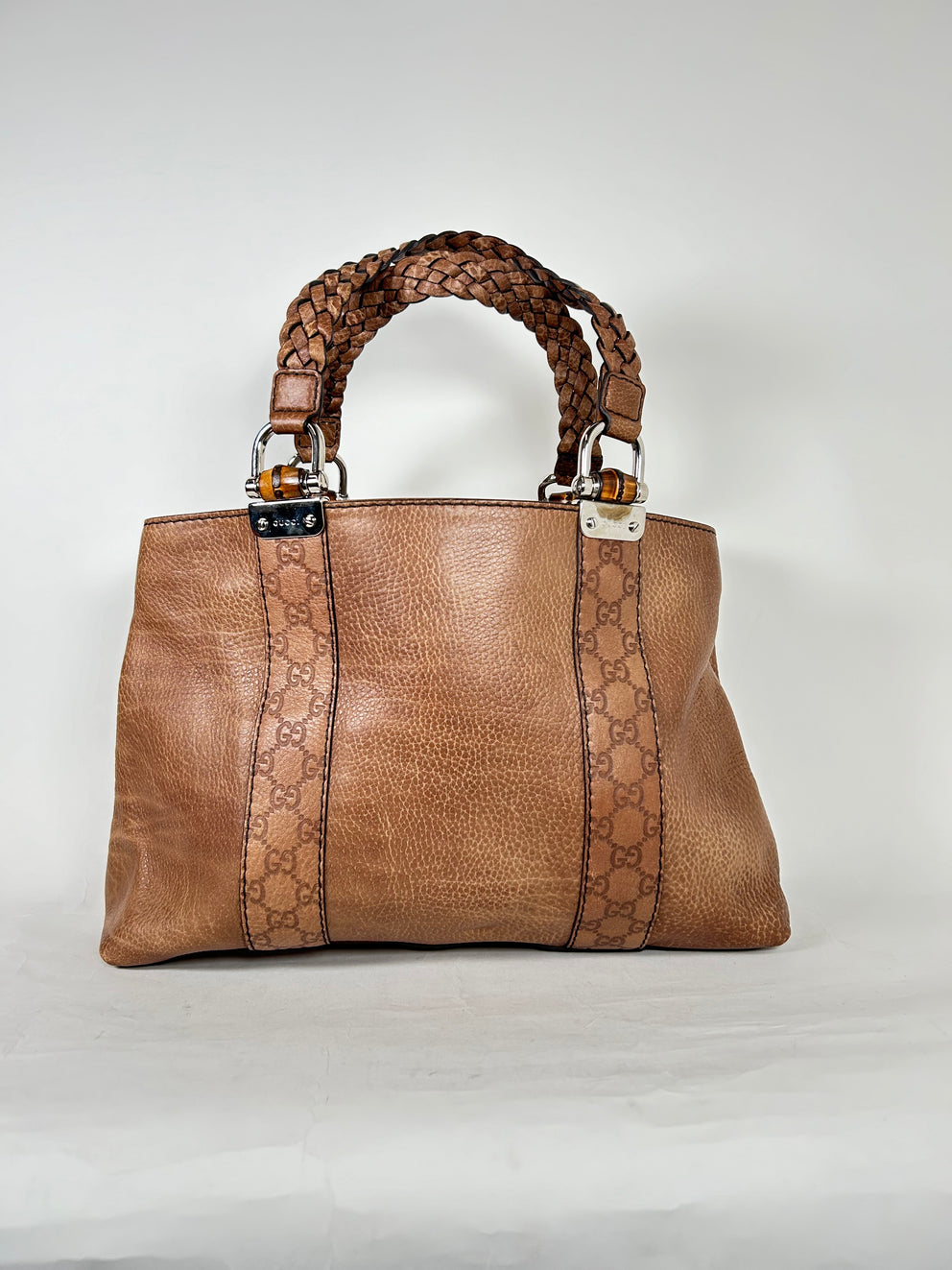 Gucci Brown Guccissma Bamboo Tote Bag