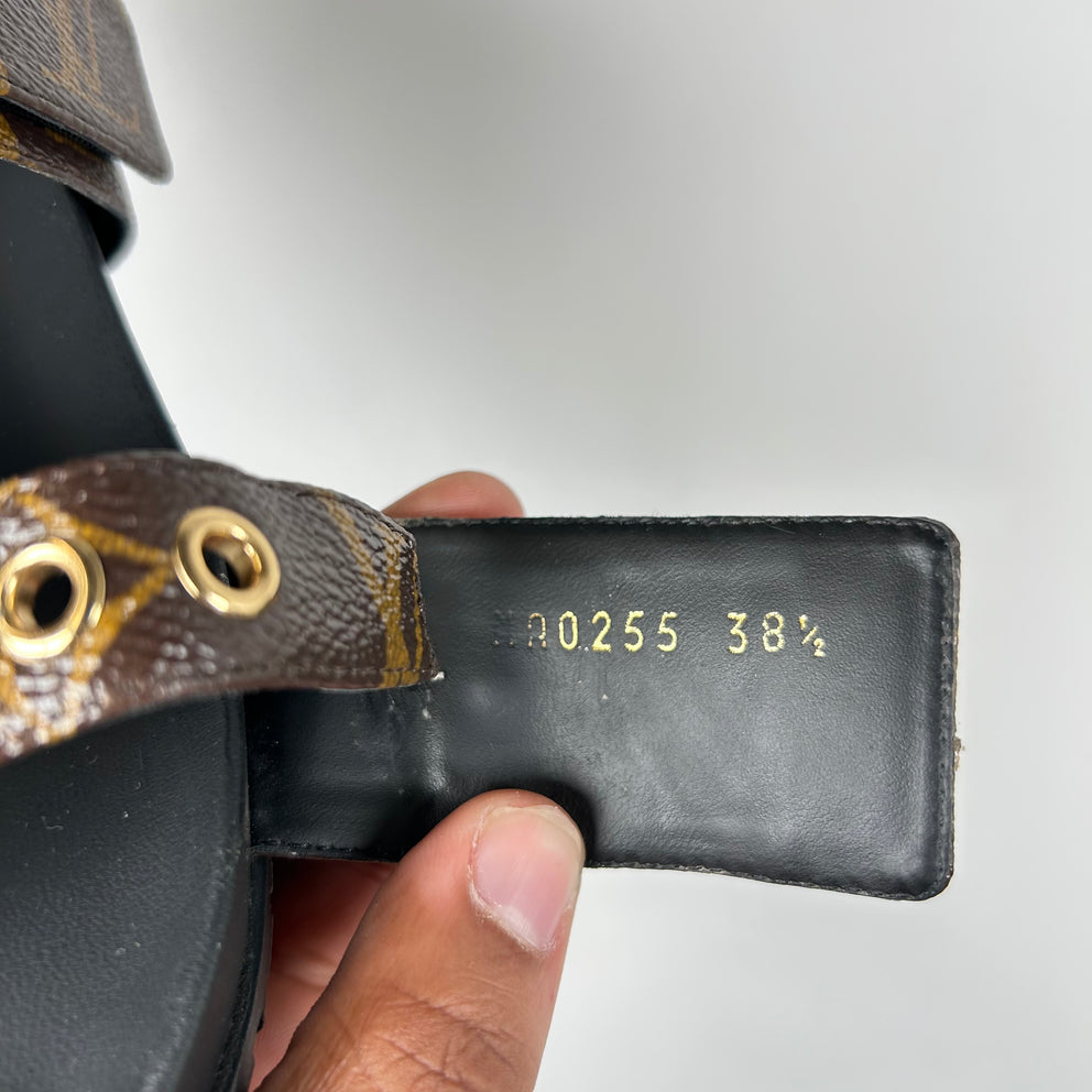 Louis Vuitton Bom Dia Monogram Flat Mule Sandals Size 38.5
