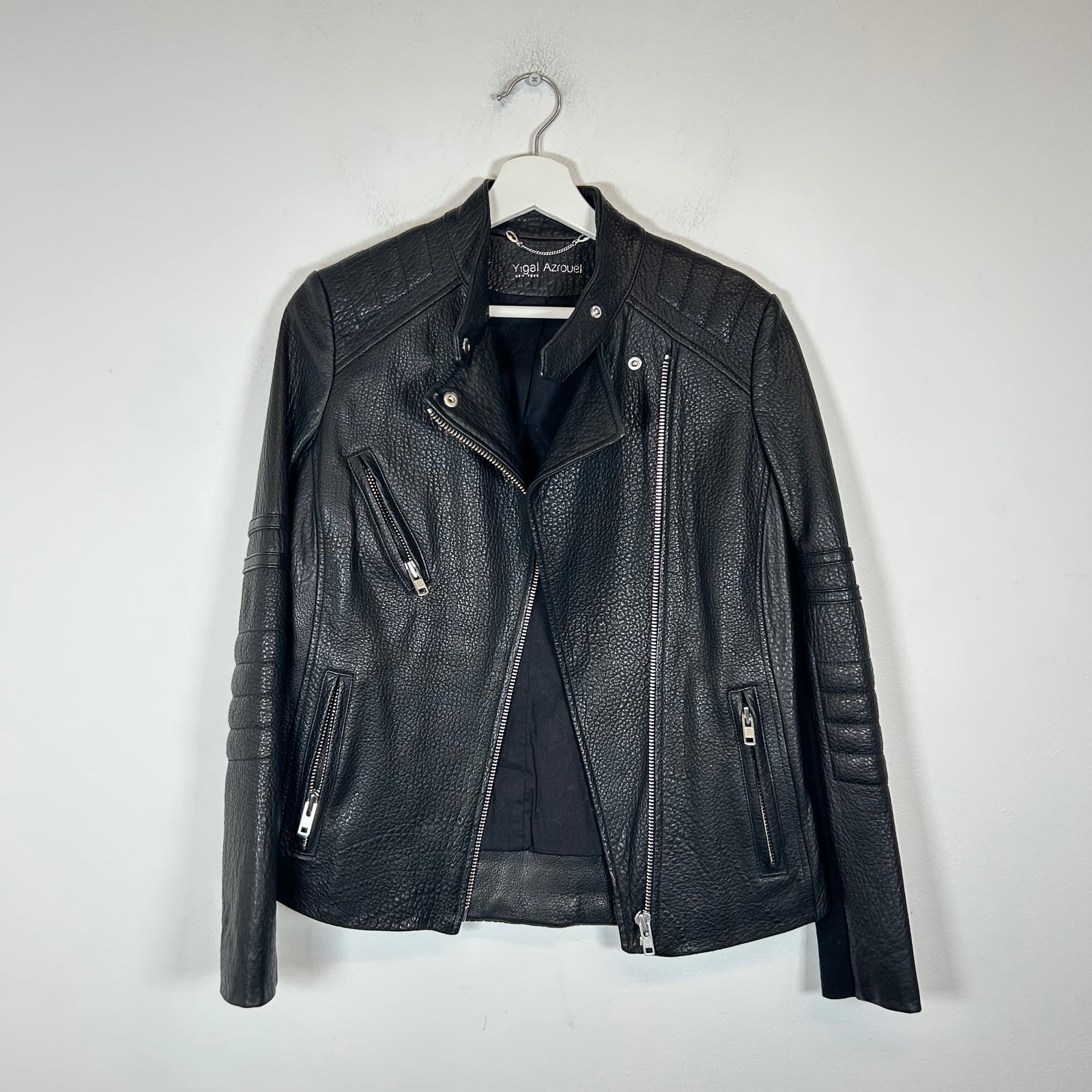Yigal Azrouel Black Lamb Leather Biker Jacket Size 2
