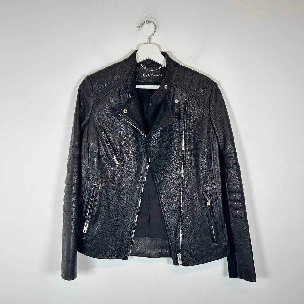 Yigal Azrouel Black Lamb Leather Biker Jacket Size 2