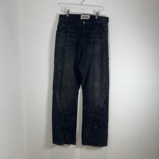 Satoshi Nakamoto Enduro Padded Distressed Black Jeans