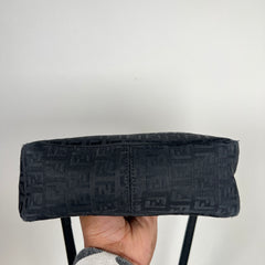Vintage Fendi Black Canvas Zucchino Pochette
