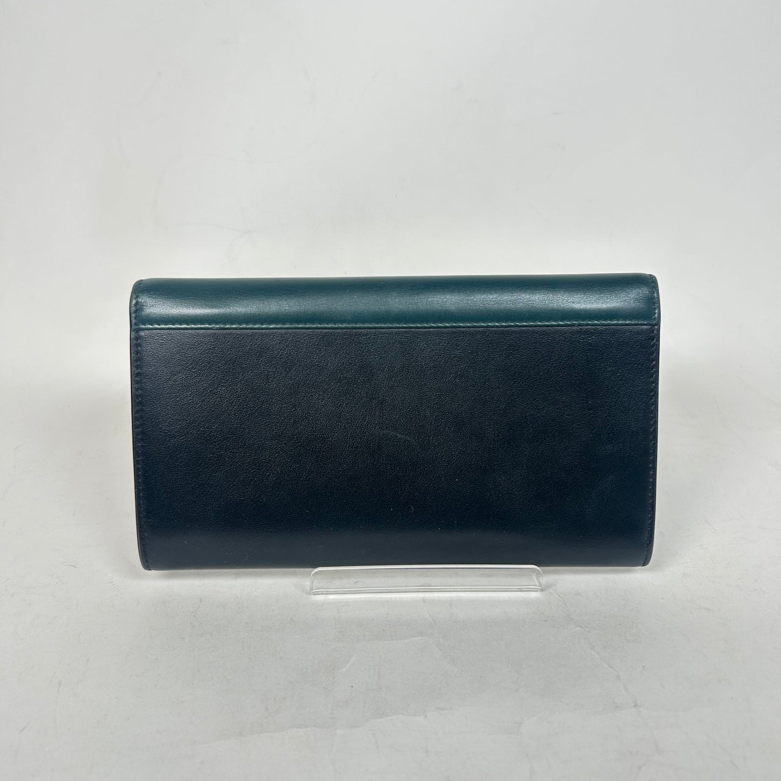 Celine Black/Green Calfskin Envelope Wallet