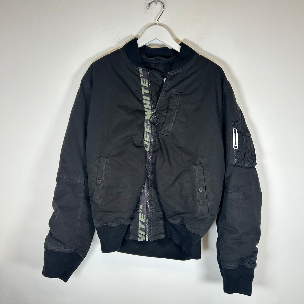 Off-White Vintage Black Bomber Jacket Size L