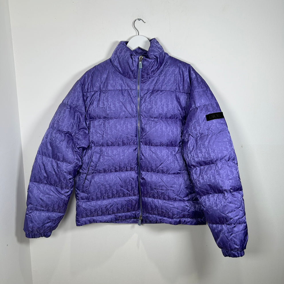Dior Oblique Purple Puffer Jacket Size 50