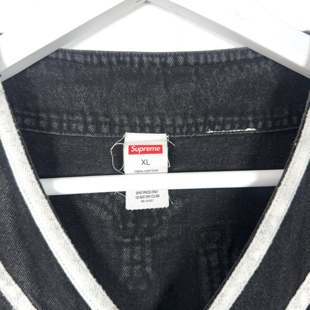 Supreme Denim Patchwork Baseball Jersey Shirt