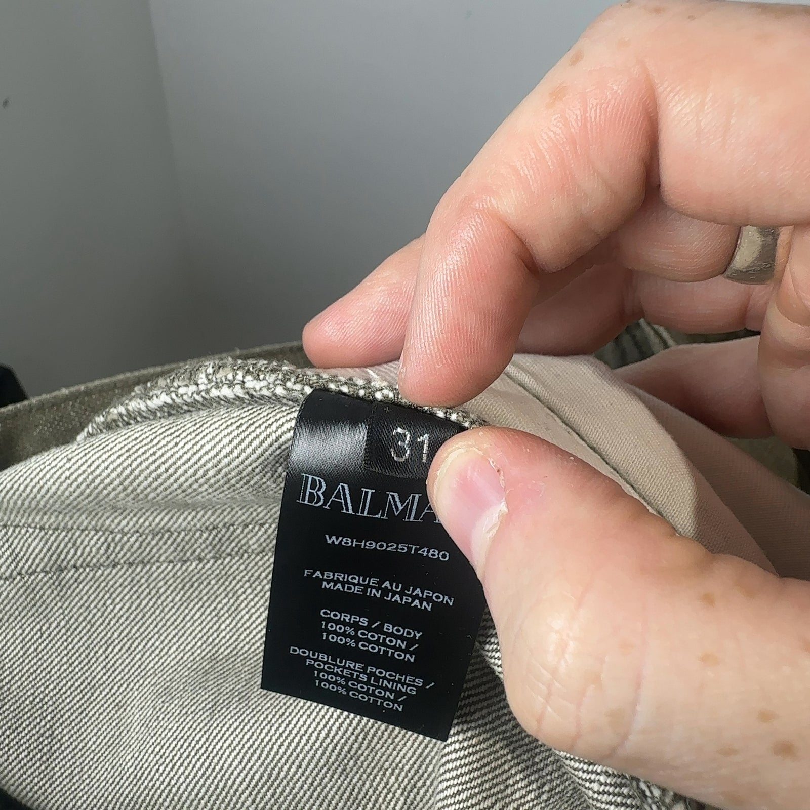 Balmain Green Denim Biker Jeans