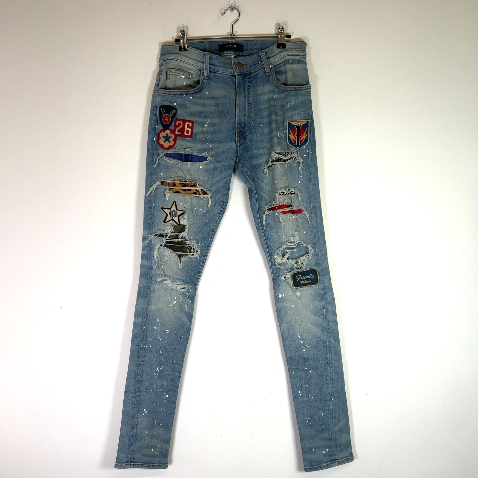 Amiri Light Indigo Biker Art Patch Denim Jeans