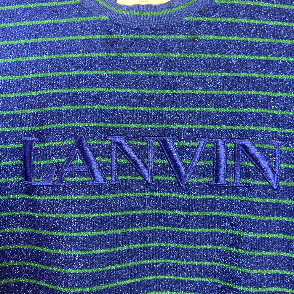 Lanvin Striped Viscose Logo T-Shirt