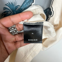 Rhude Cream French Hotel Logo T-shirt Size XL