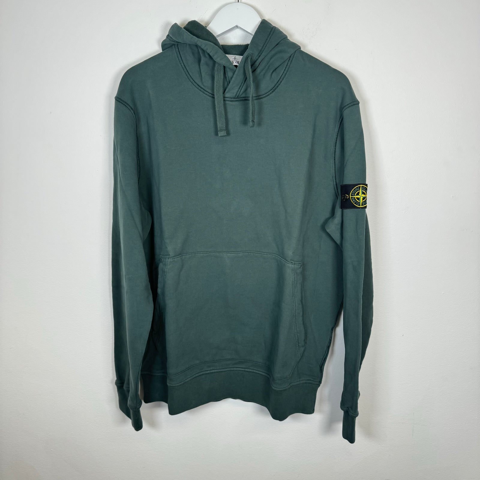 Stone Island Teal Compass Patch Hoodie Size 2XL