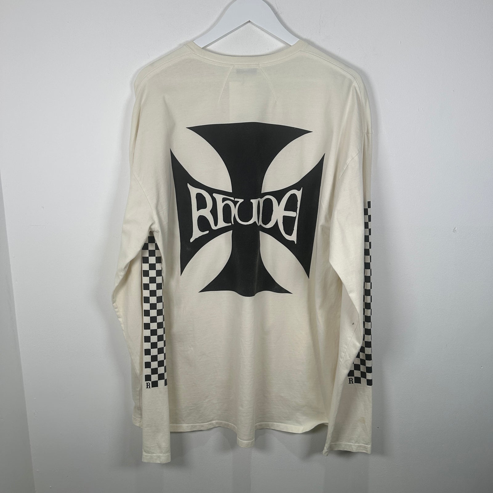 Rhude Iron Cross Checkered Longsleeve Size M