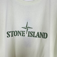 Stone Island Lime Green Embroidered Logo Tee Size L