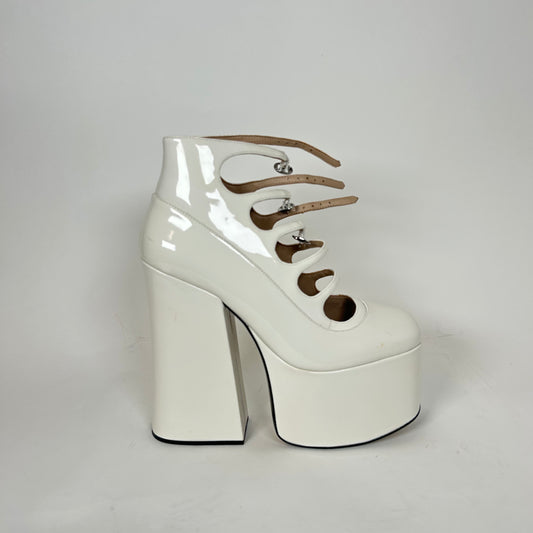 Marc Jacobs White Patent Leather Kiki Platform Heels Size 41