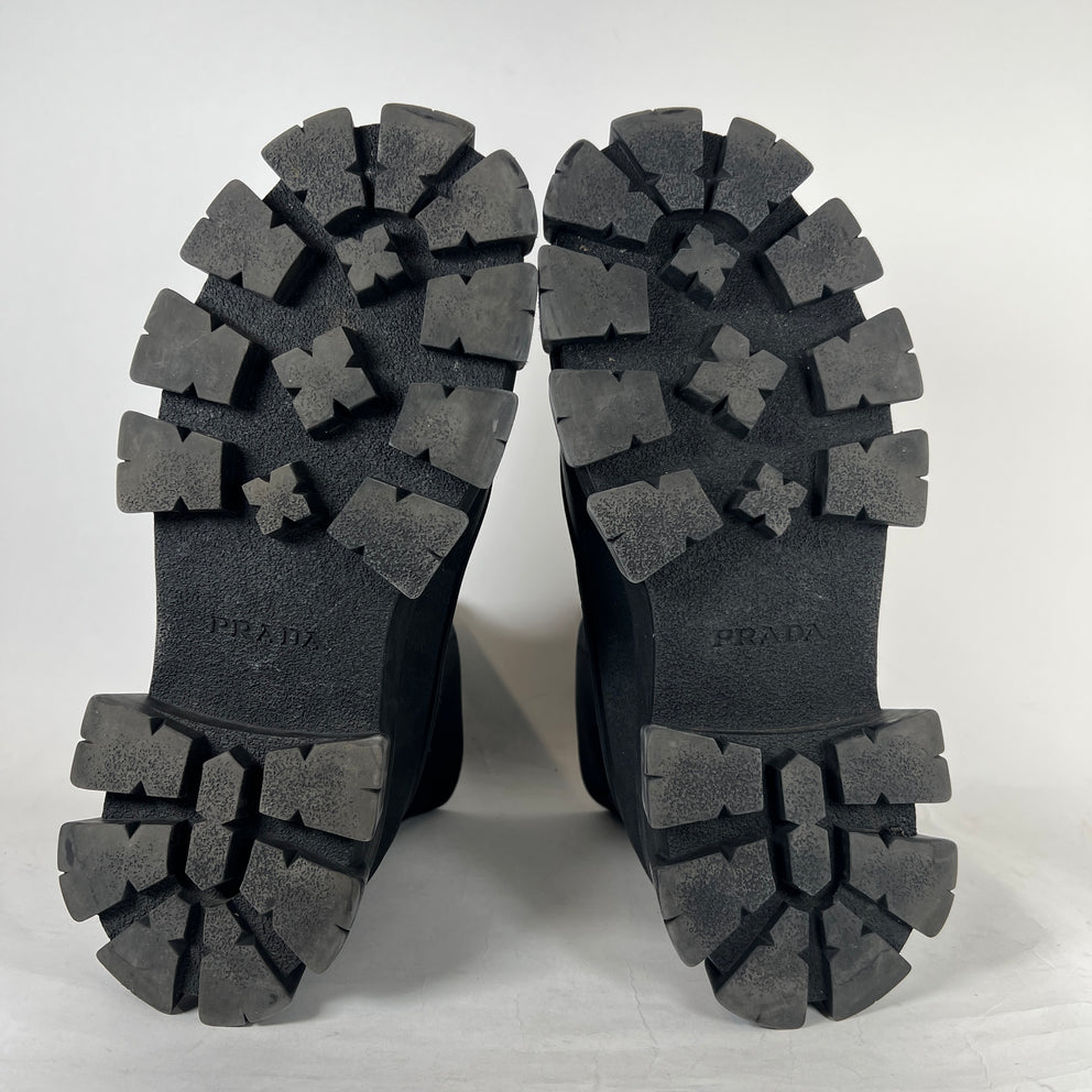 Prada Black Monolith Ankle Boot Size 10.5