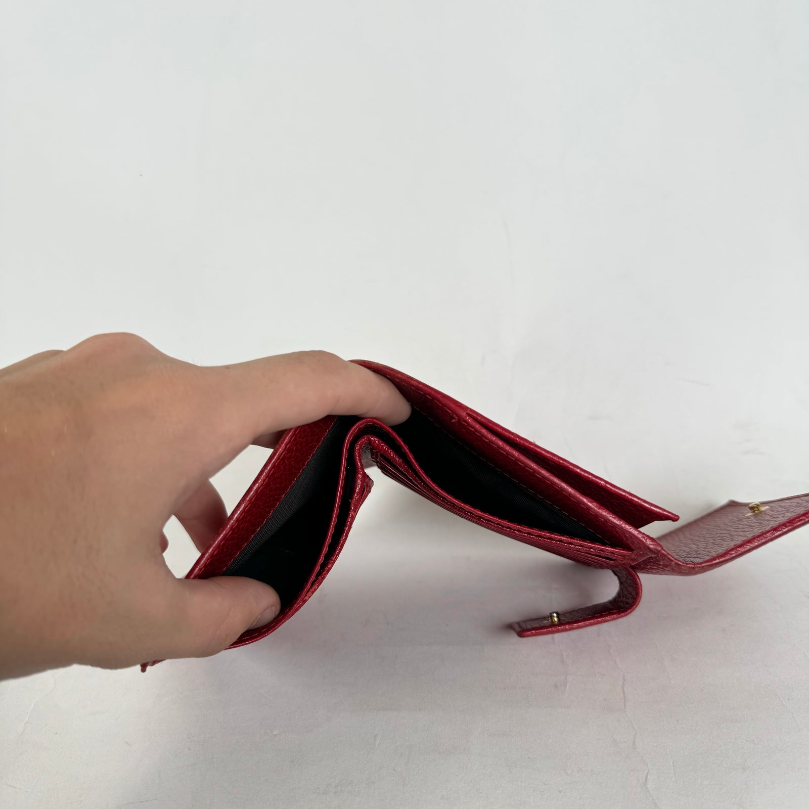 Gucci Red Double G Leather Compact Wallet