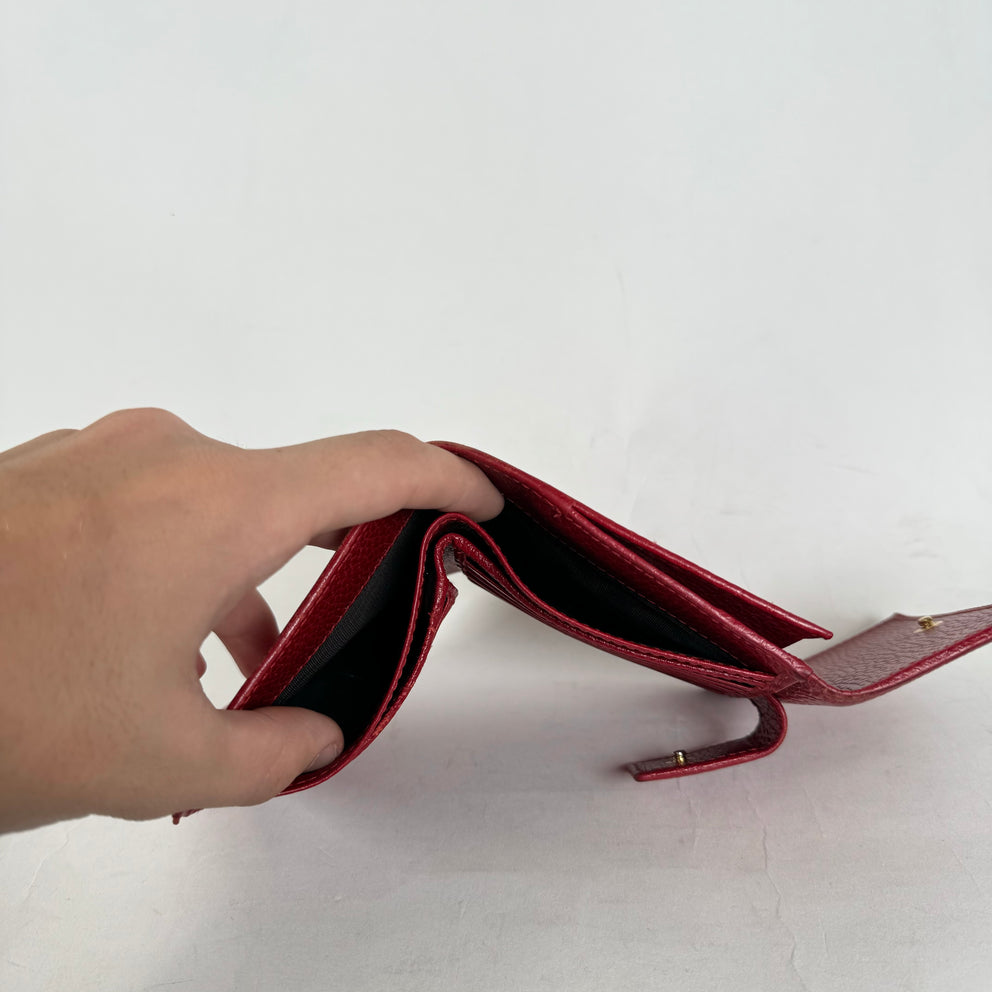 Gucci Red Double G Leather Compact Wallet