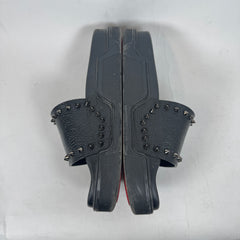 Christian Louboutin Black Leather Studded Slides Size 41