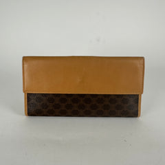 Celine Brown Macadam Leather Long Wallet