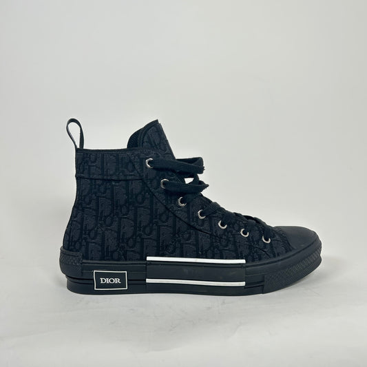 Dior B23 Black Jacquard High Top Sneaker Size 44