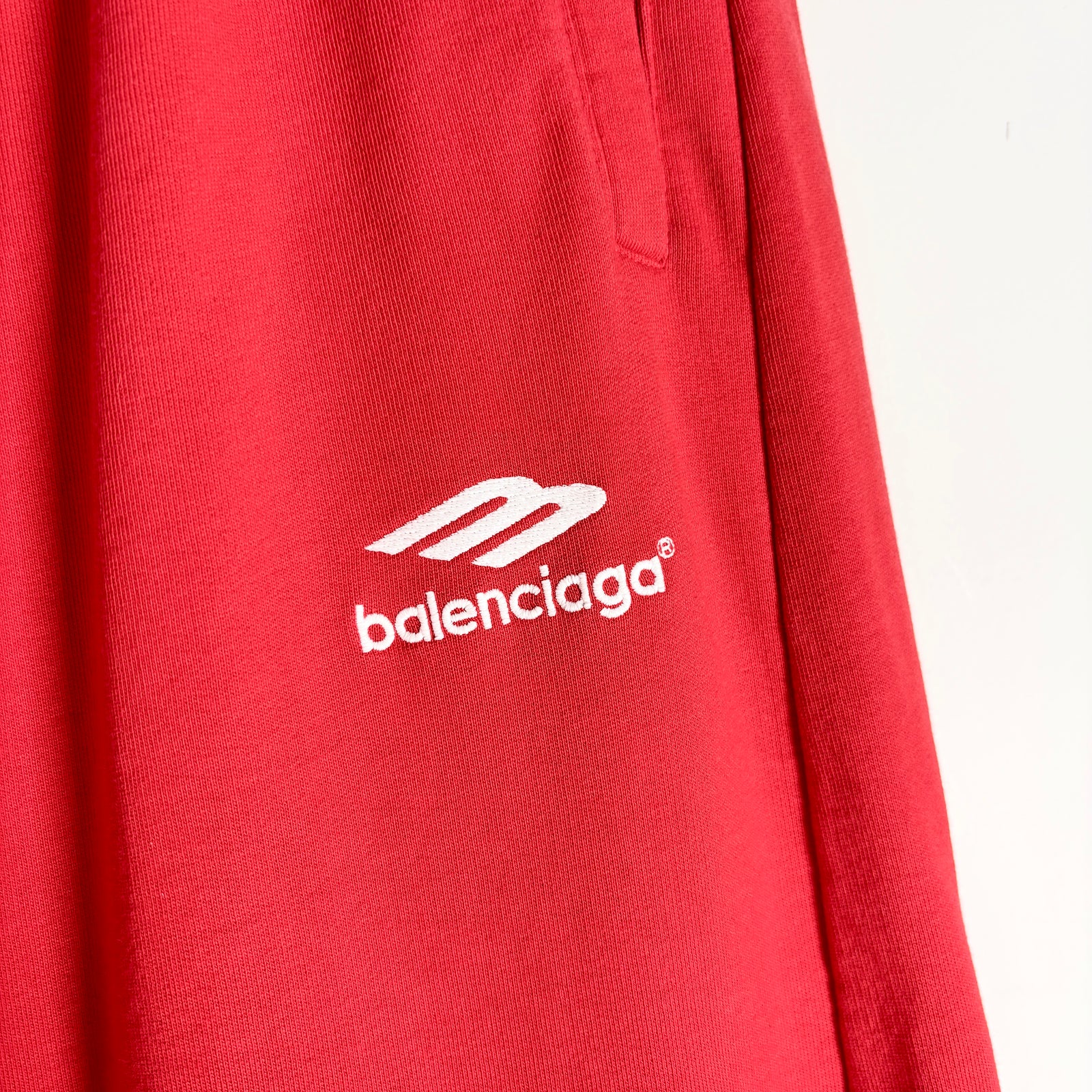 Balenciaga Red/White Soccer Baggy Sweatpants Size M