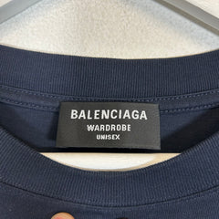 Balenciaga Navy Quest Logo T-Shirt Size L