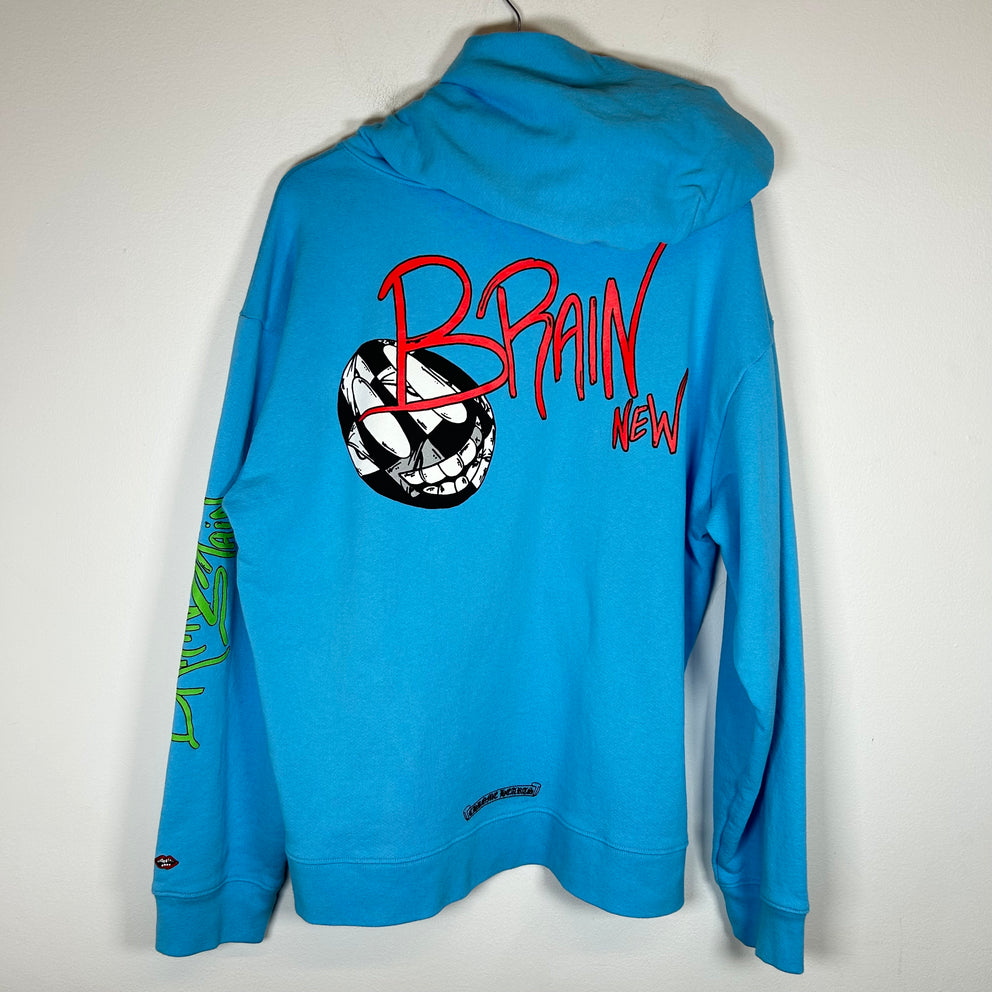 Chrome Hearts Blue Matty Boy Brain New Hoodie Size XL