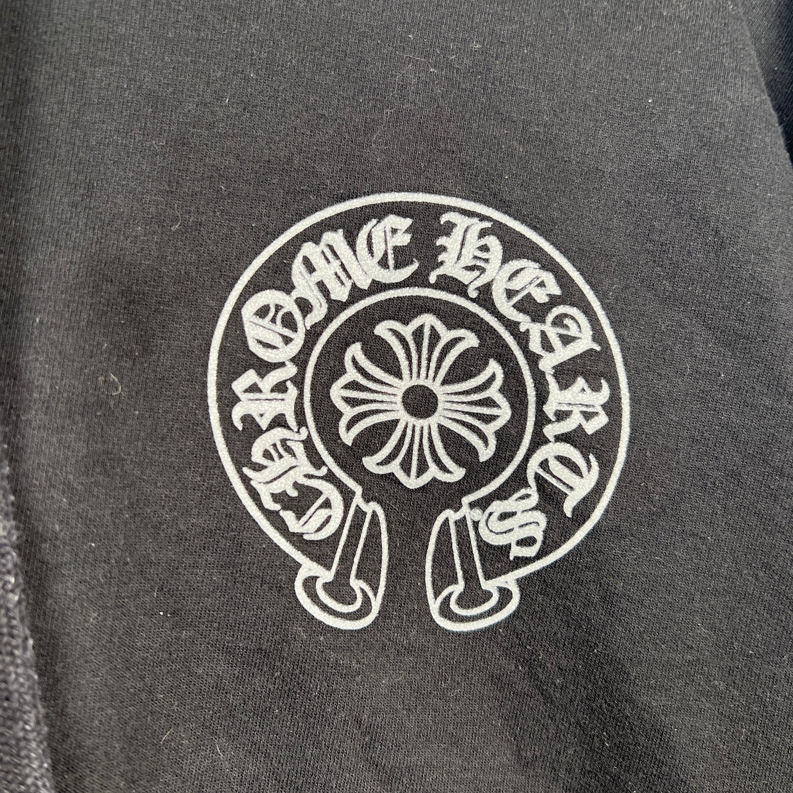 Chrome Hearts Black Glitter Horseshoe Hoodie Size L