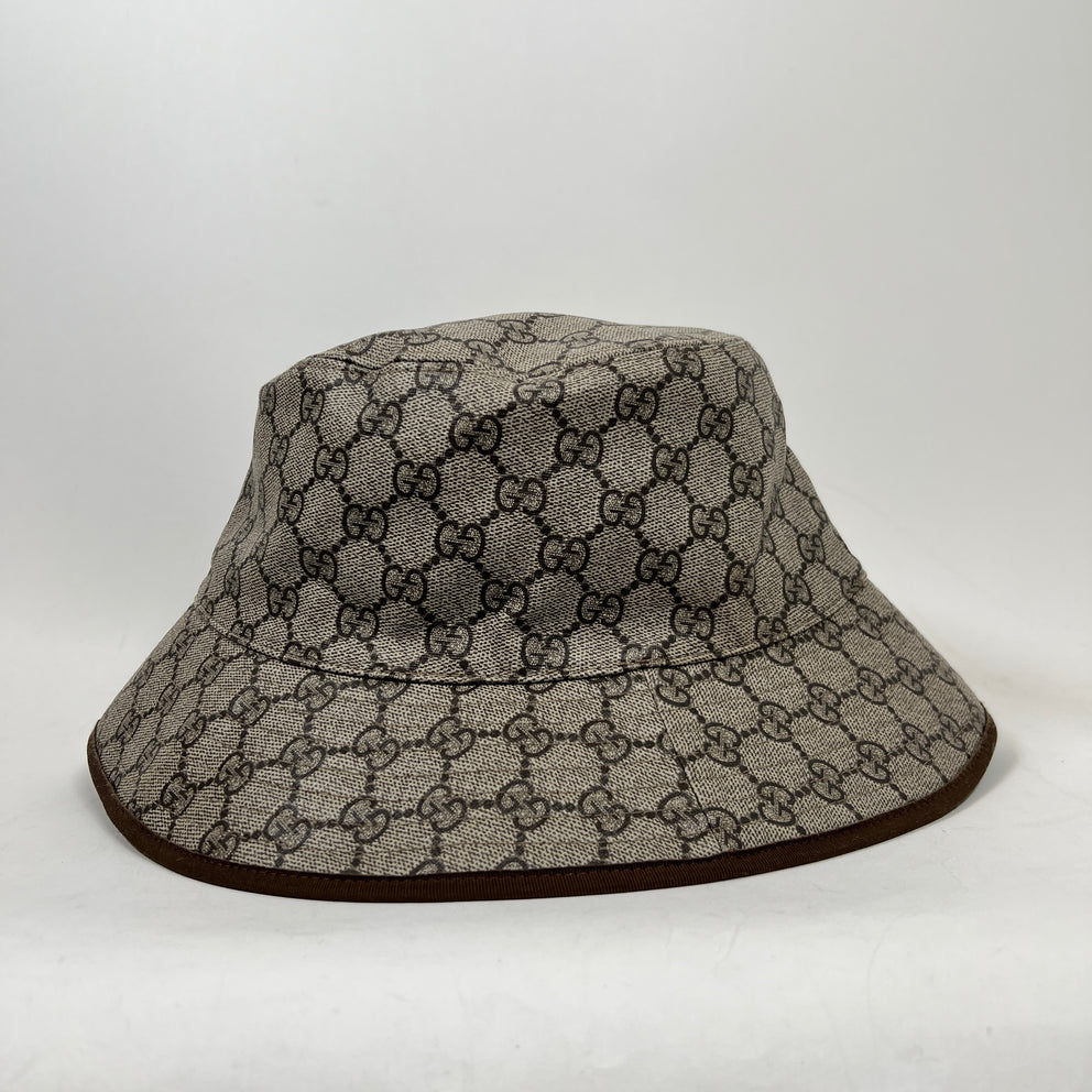 Gucci GG Monogram Leather Bucket Hat Size S