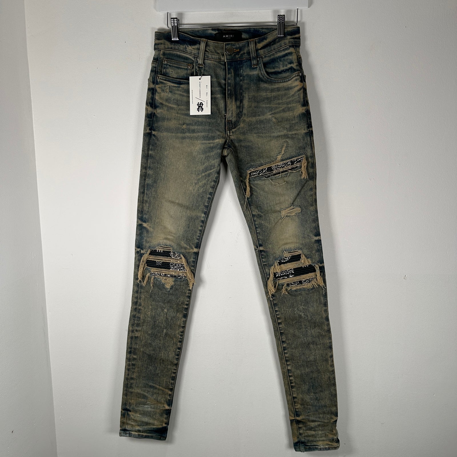 Amiri MX1 Blue Paisley Patch Jeans Size 29