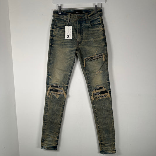Amiri MX1 Blue Paisley Patch Jeans Size 29
