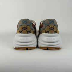 Gucci White GG Supreme Monogram Multicolor Rhyton Sneaker Size 11.5