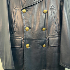Ralph Lauren Purple Label Navy Leather Blazer Jacket Size S