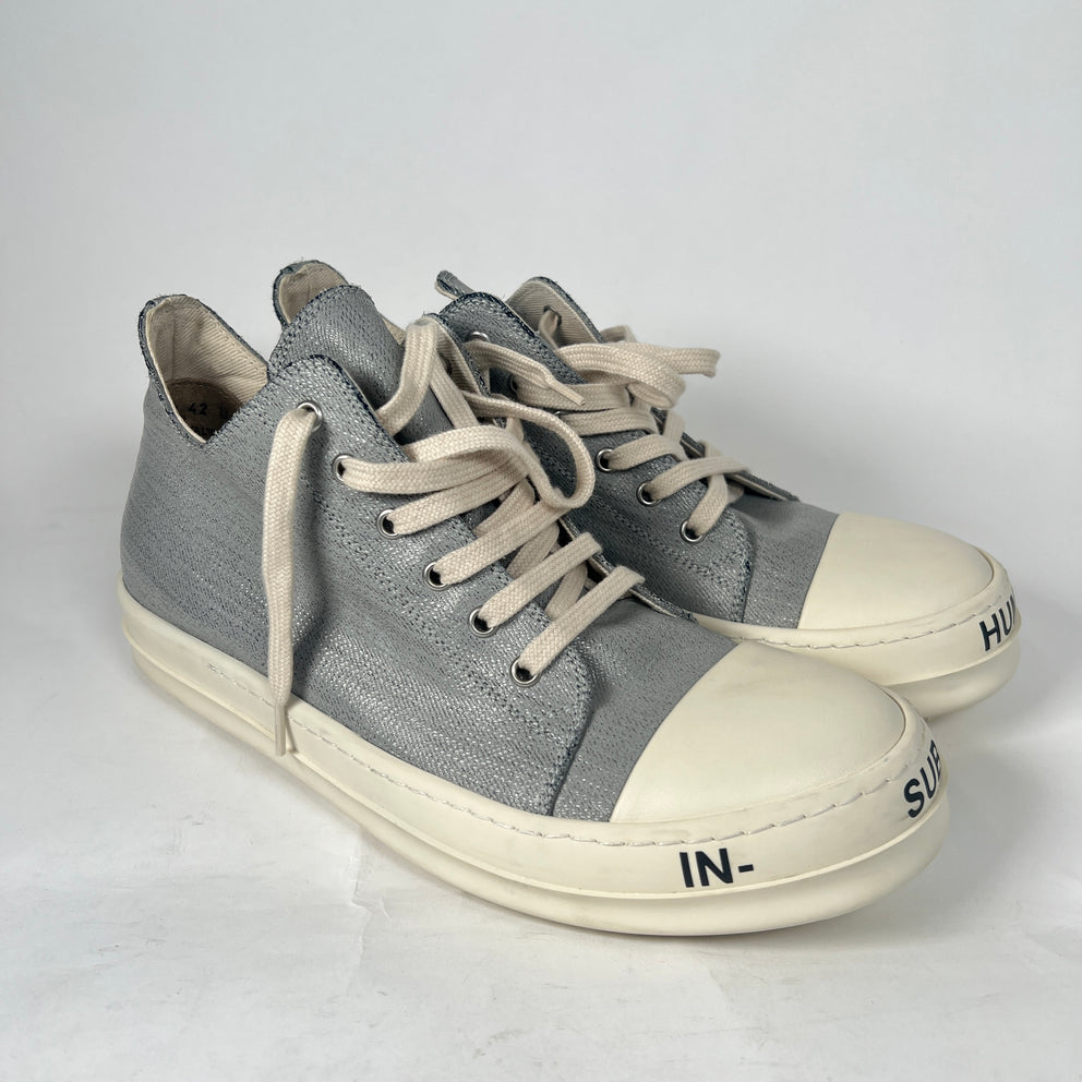 Rick Owens Waxed Silver Sub-Human Low-Top Ramones Size 42