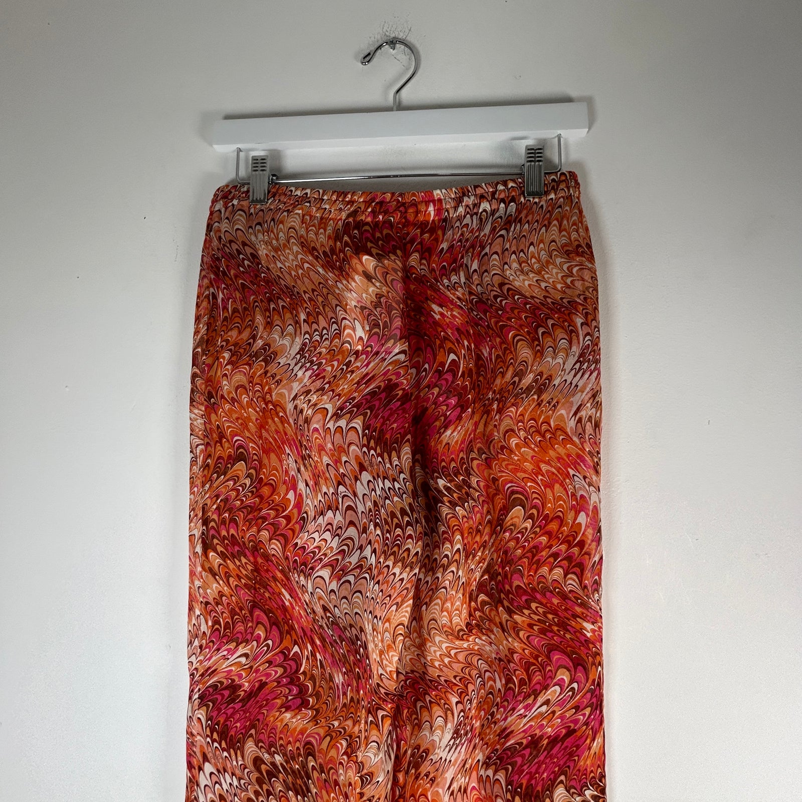 Celine SS03 Swirl Print Sheer Silk Pants Size M
